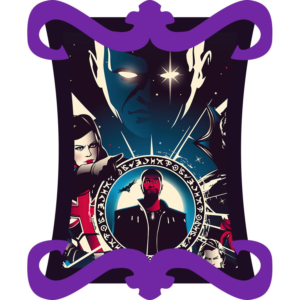 une affiche bleutée de what if ou on voit le narrateur de la série